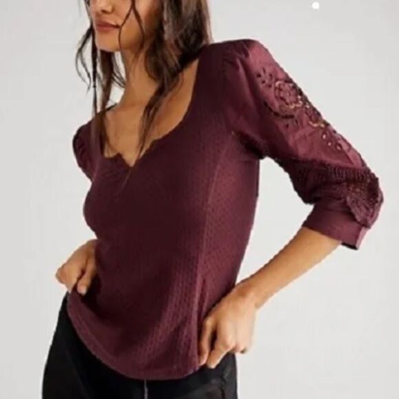 New Free People‎ Brunch Date Henley - Picture 1 of 4